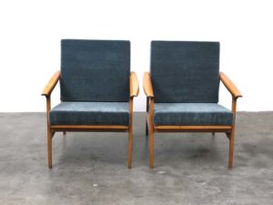 Bebop-50er jaren fauteuil-beuken-velours