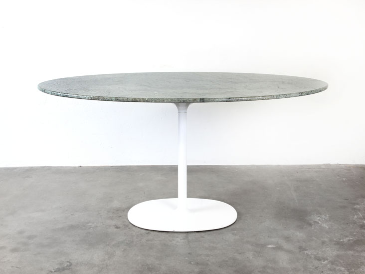 Moderator Technologie rol Ovale marmeren tafel met metalen voet - Bebop -groen/grijs marmer - Bebop