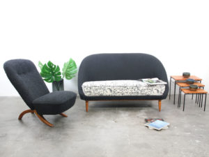 Bebop-Artifort bank Model 115-Theo Ruth-vintage meubels-vintage design-dutch design-Nederlands-bouclé stof