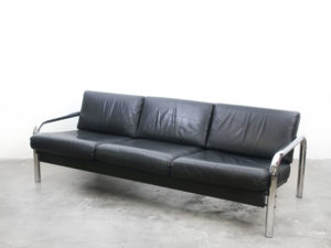 Bebop-zwart keren bank-vintage-chromen frame-vintage furniture-bebopvintage