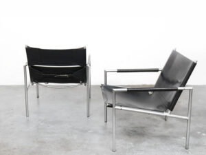 Bebop-Spectrum-Fauteuil SZ02-Martin Visser-zwart leer-chroom-vintage furniture-bebopvintage