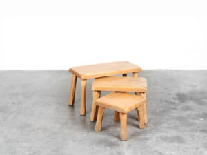 Bebop-Mimiset-3 nesting tables-eiken hout-vintage furniture-bebopvintage