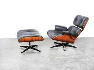 Bebop-Eames Lounge chair en ottoman-palissander hout-zwart leder-Herman Miller-Charles&Ray Eames-vintage furniture-bebopvintage