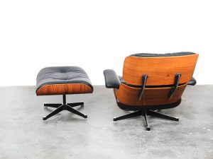 Bebop-Eames Lounge chair en ottoman-palissander hout-zwart leder-Herman Miller -Charles&Ray Eames-vintage furniture-bebopvintage