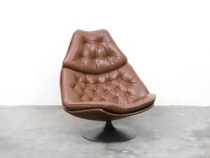 Bebop-Artifort Draai Fauteuil F588 - bruin leder-Geoffrey Harcourt-vintage furniture-bebopvintage
