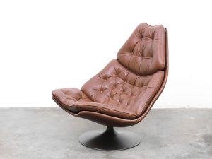 Bebop-Artifort Draai Fauteuil F588 - bruin leder-Geoffrey Harcourt-vintage furniture-bebopvintage