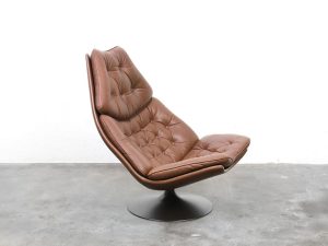 Bebop-Artifort Draai Fauteuil F588 - bruin leder-Geoffrey Harcourt-vintage furniture-bebopvintage
