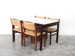 Bebop-Pastoe-Afromosia-Dining Set-eetkamer set-vintage-Cees Braakman